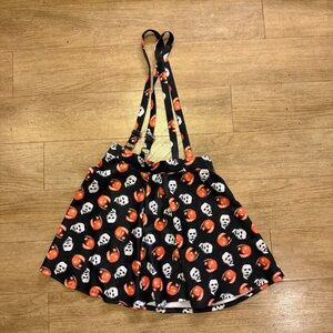 Hot Topic Halloween Skirt with Skull and Pumpkin Design
